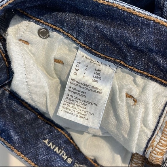 American Eagle Super Stretch Hi-Rise Skinny Super Stretch Jeans Size 4 Long Blue - Picture 8 of 10